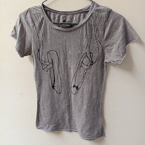 2/$20 Ballet Point Shoes Stonewash Grunge Raw Hem Graphic Tee